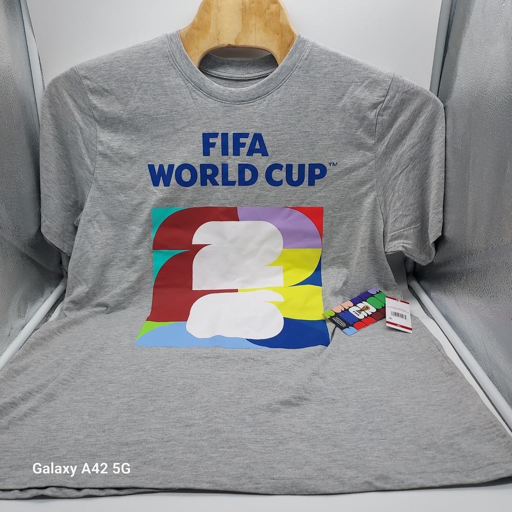 FIFA World Cup 2026 T-Shirt Mens XL Gray Host Cities Canada Mexico USA Soccer